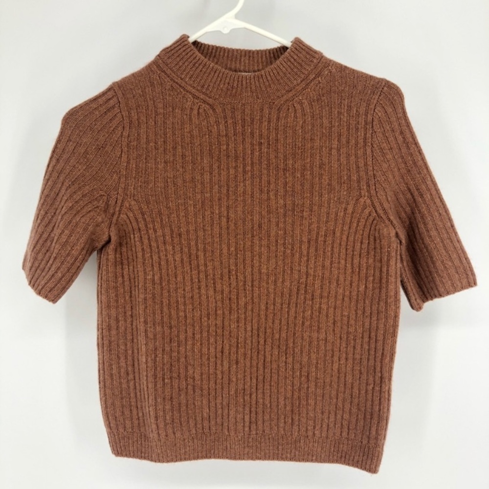 MADEWELL CASHMERE ORANGE SHORT SLEEVE SWEATER TOP